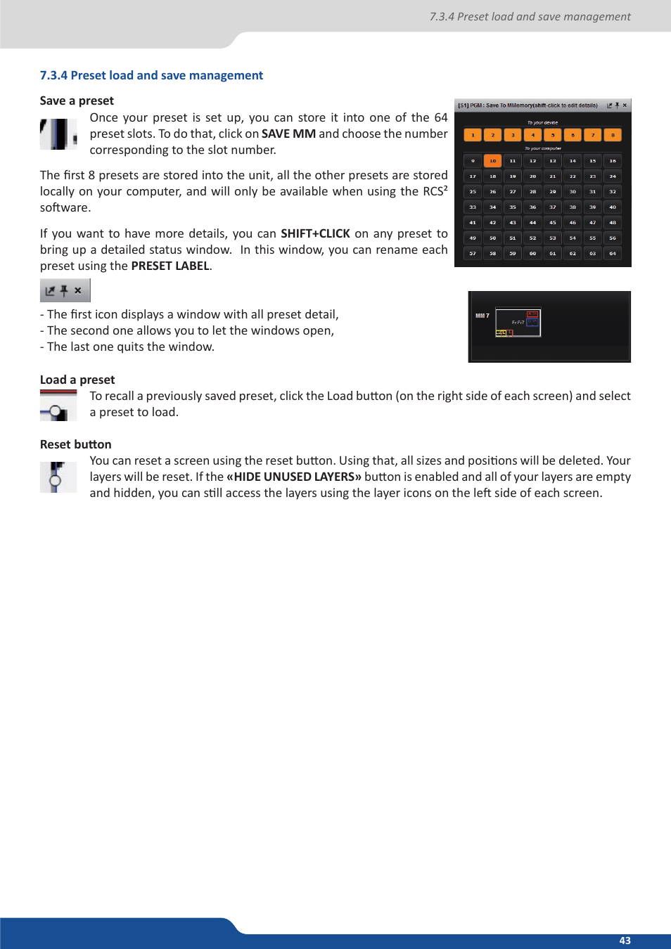 4 preset load and save management | Analog Way QuickVu User Manual | Page 43 / 87