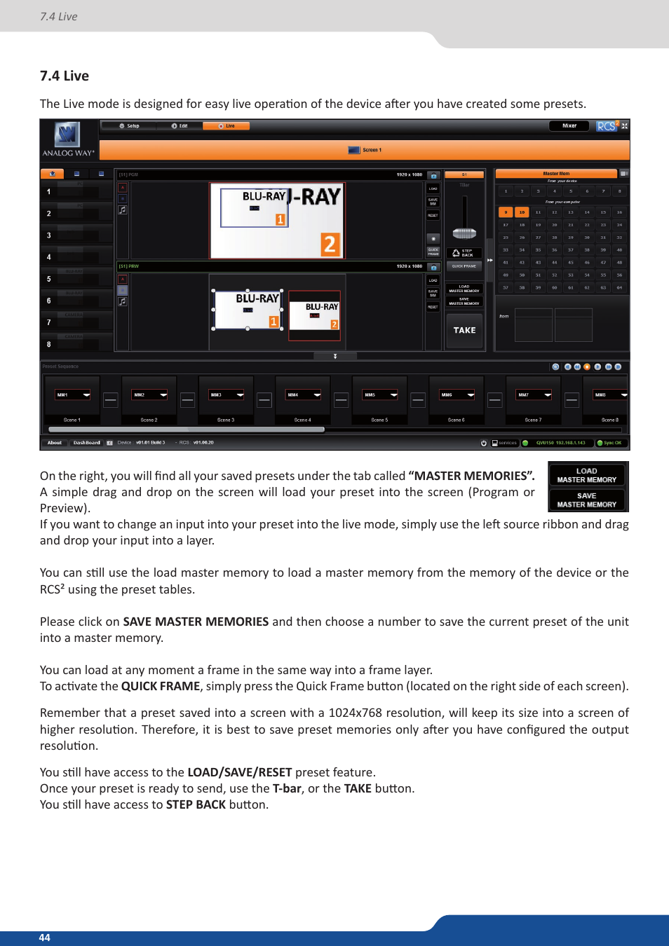 4 live | Analog Way QuickVu User Manual | Page 44 / 87