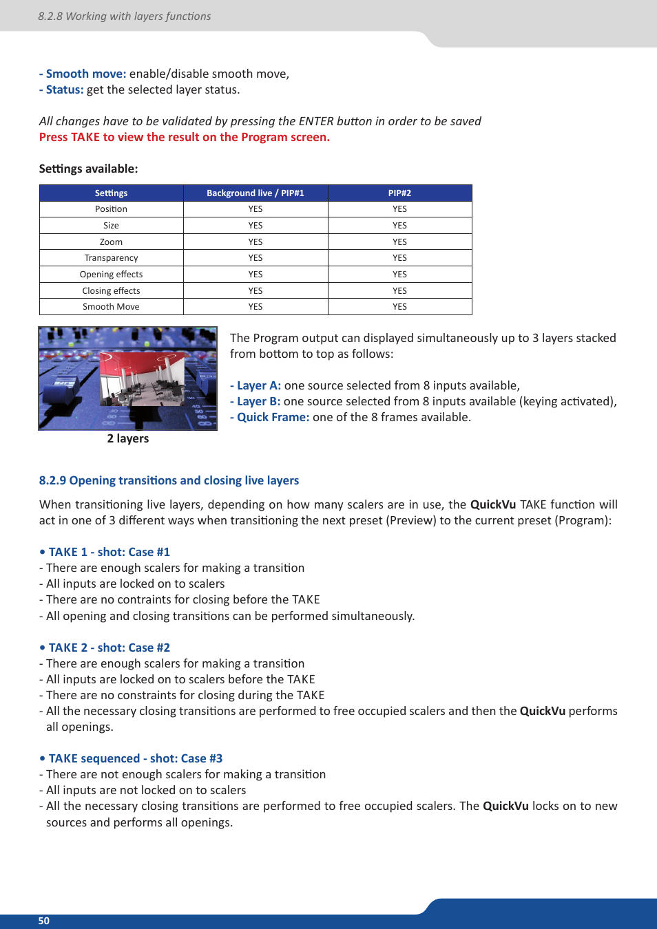 9 opening transitions and closing live layers | Analog Way QuickVu User Manual | Page 50 / 87