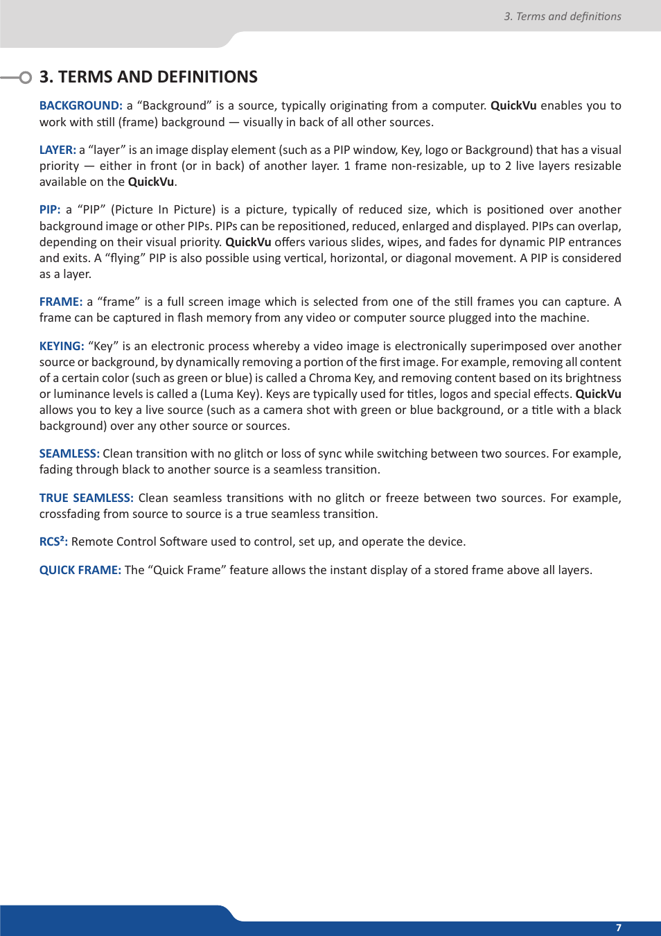 Terms and definitions | Analog Way QuickVu User Manual | Page 7 / 87
