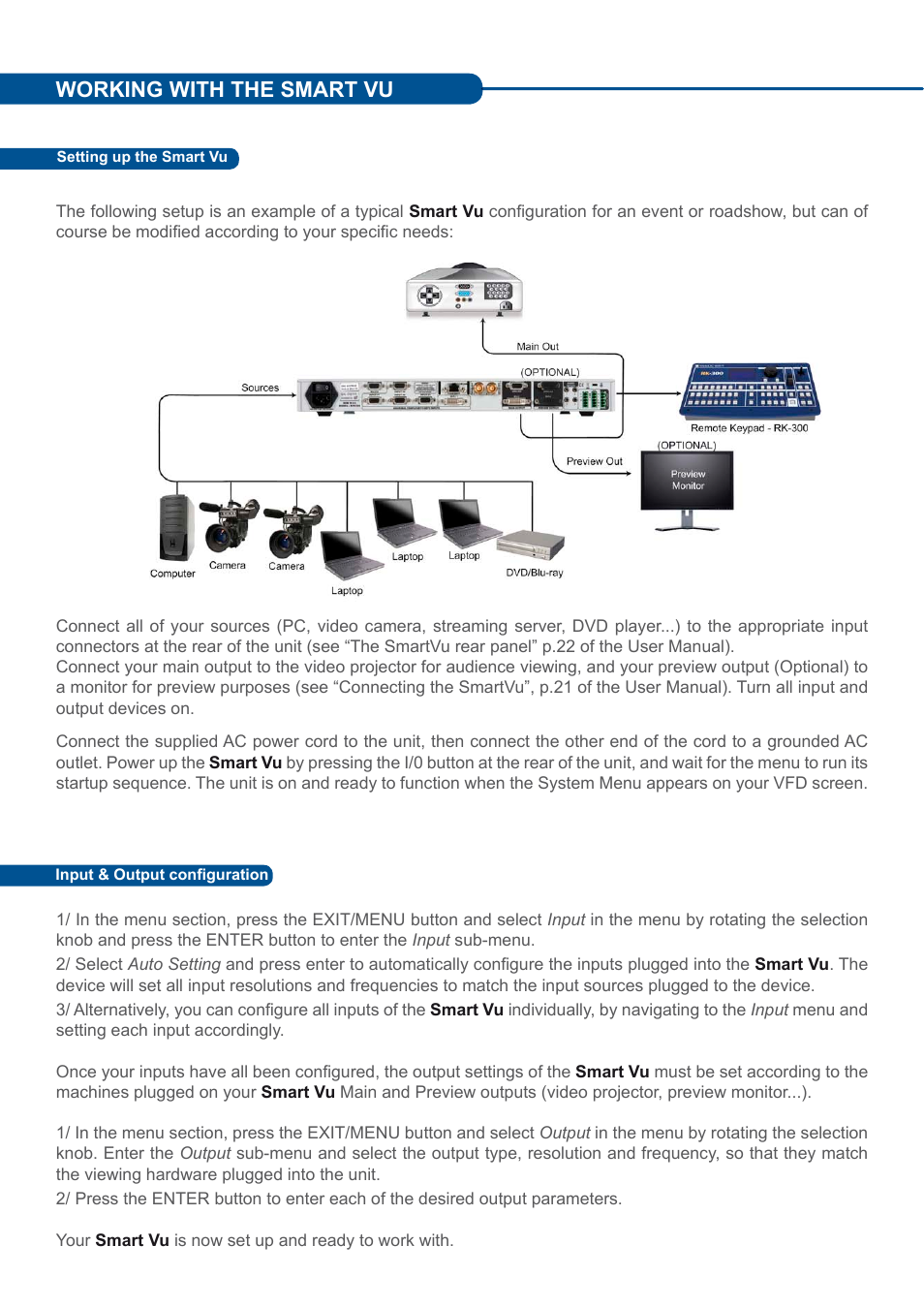 Working with the smart vu | Analog Way Smart Vu User Manual | Page 2 / 4