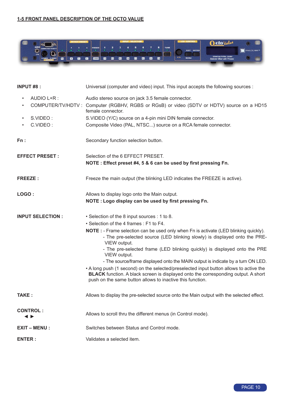 Analog Way Octo Value User Manual | Page 11 / 58