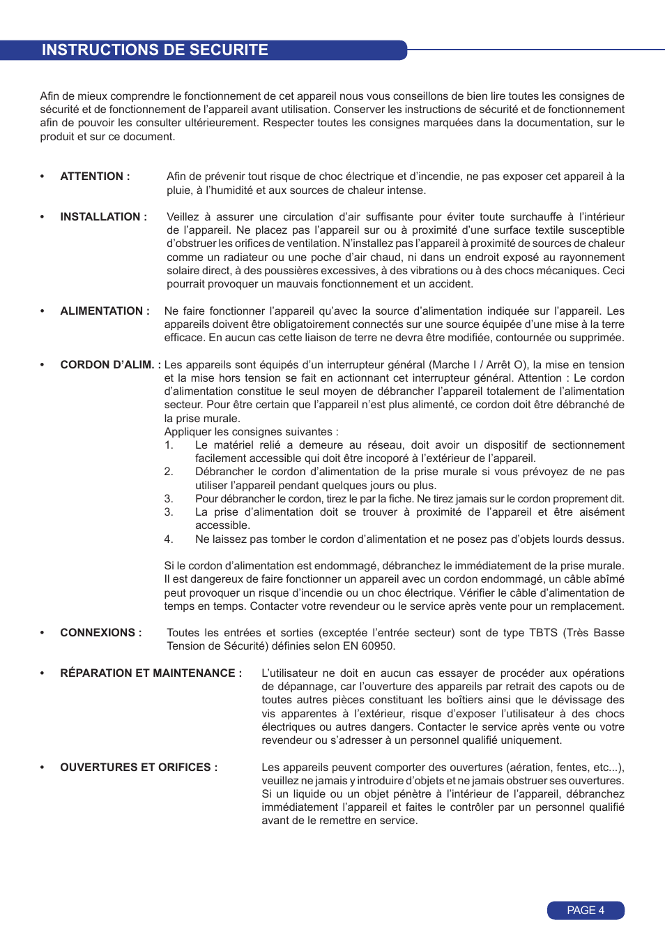 Instructions de securite | Analog Way Octo Value User Manual | Page 5 / 58