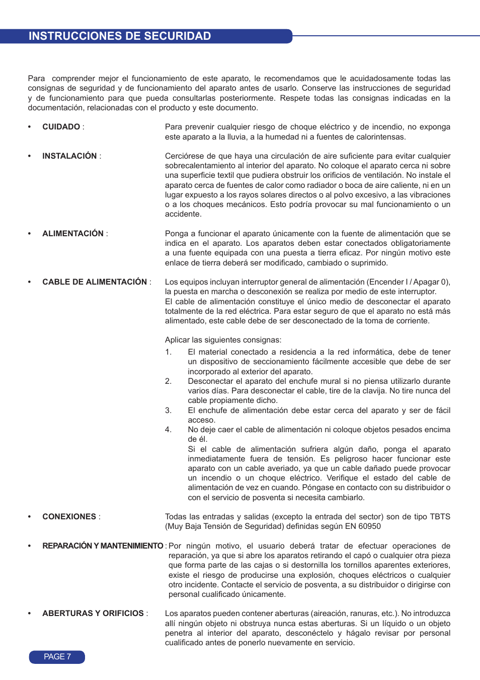 Instrucciones de securidad | Analog Way Octo Value User Manual | Page 8 / 58