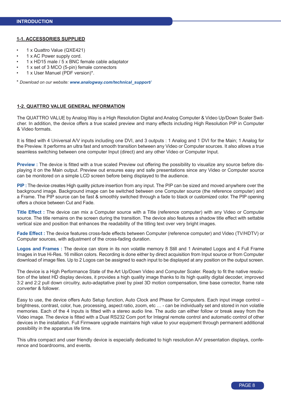 Analog Way Quattro Value User Manual | Page 9 / 58
