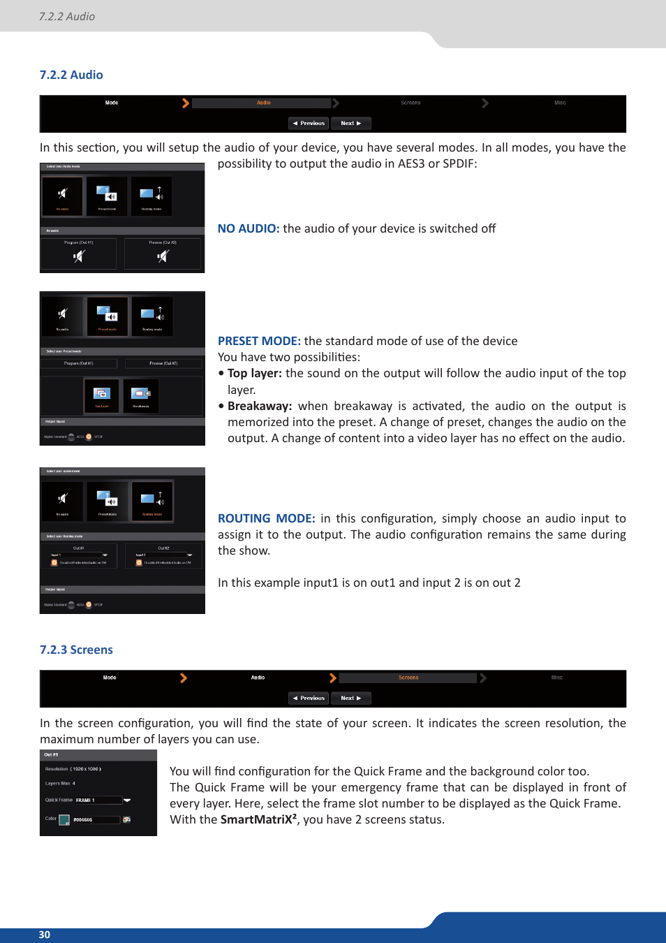 2 audio, 3 screens | Analog Way SmartMatriX2 User Manual | Page 30 / 99