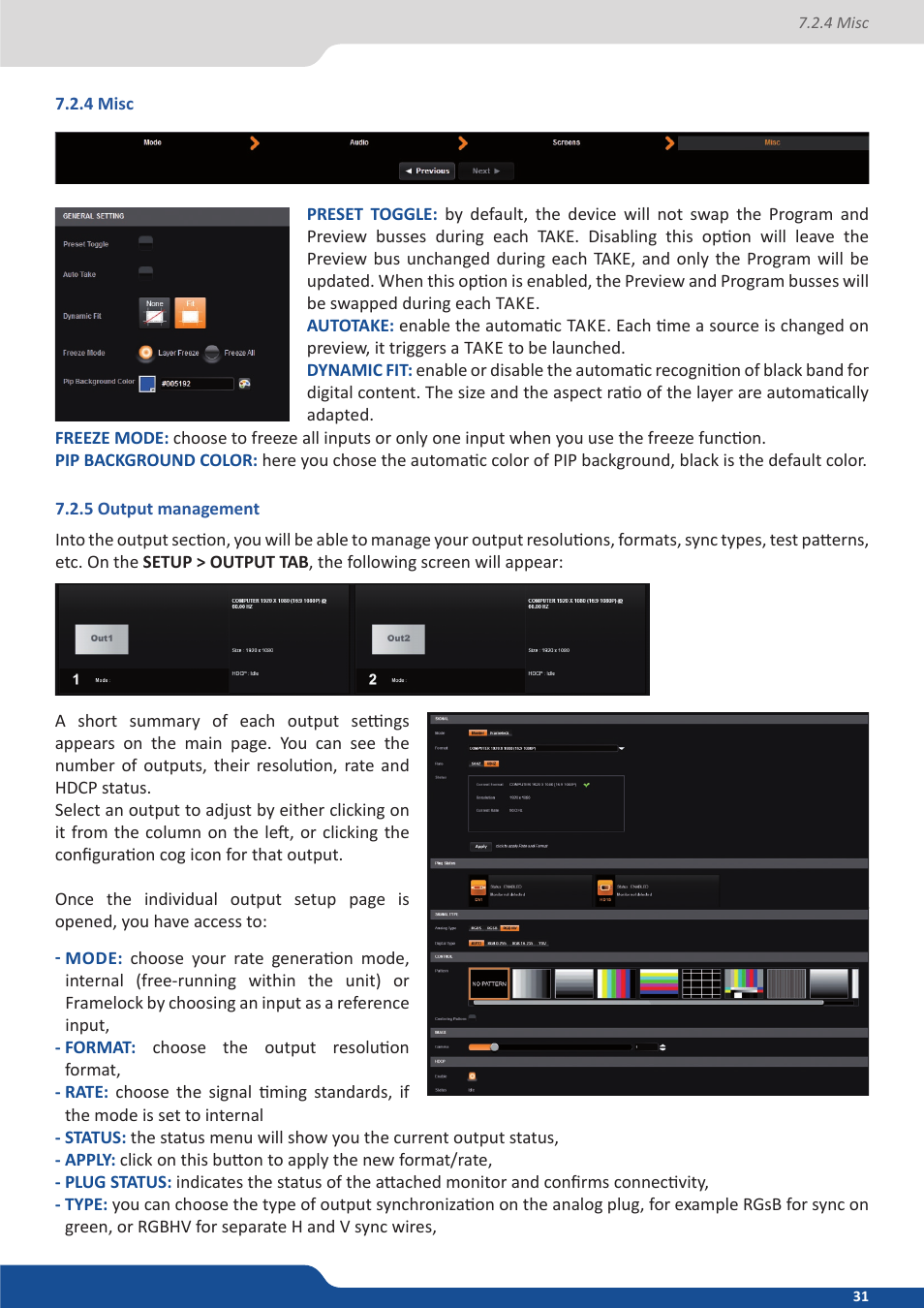 4 misc, 5 output management | Analog Way SmartMatriX2 User Manual | Page 31 / 99