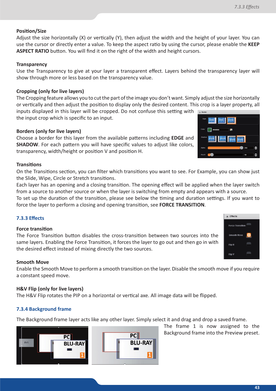 3 effects, 4 background frame | Analog Way SmartMatriX2 User Manual | Page 43 / 99