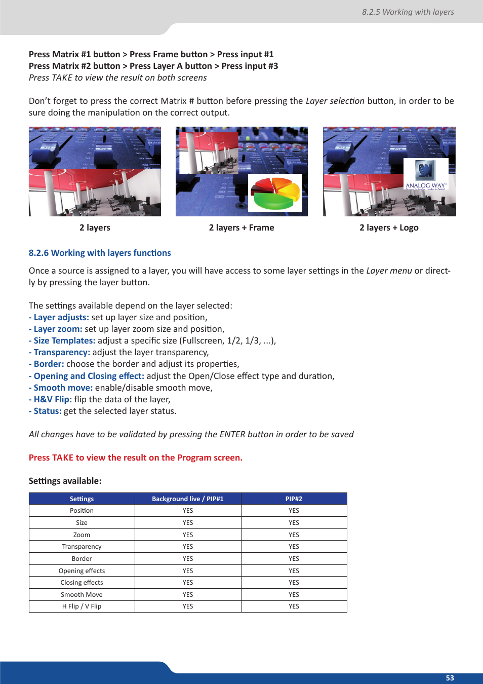 6 working with layers functions | Analog Way SmartMatriX2 User Manual | Page 53 / 99