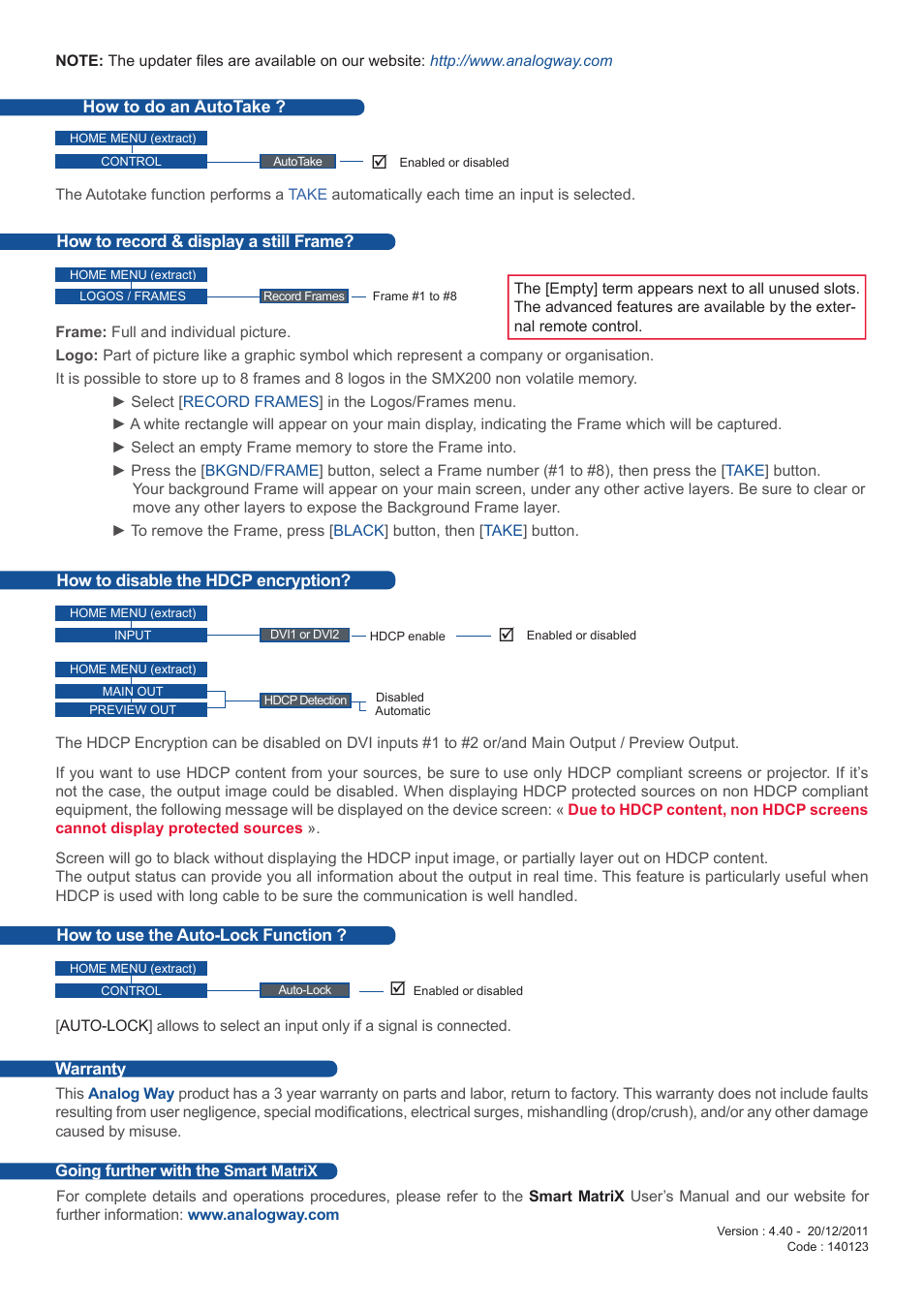 Analog Way Smart MatriX User Manual | Page 4 / 4