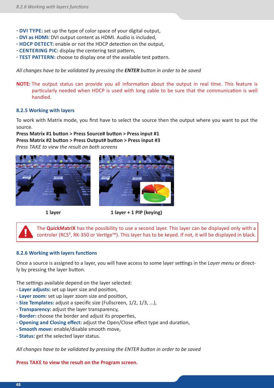 5 working with layers, 6 working with layers functions | Analog Way QuickMatriX User Manual | Page 48 / 87