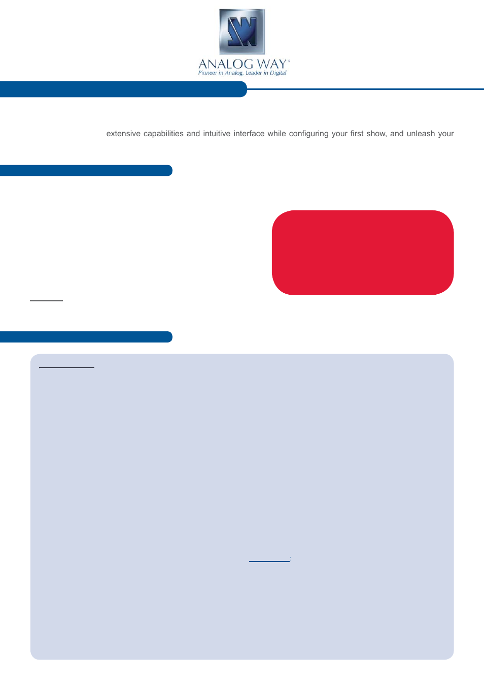 Analog Way Smart Edge FX User Manual | 4 pages