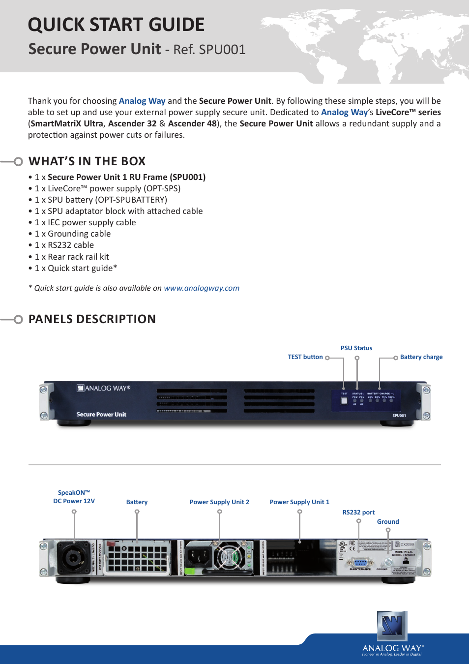 Analog Way Secure Power Unit User Manual | 4 pages
