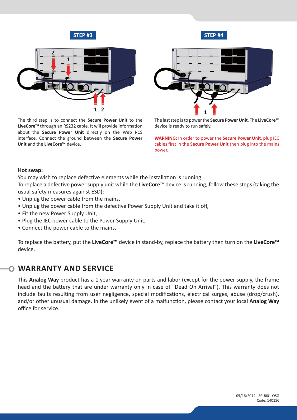 Warranty and service | Analog Way Secure Power Unit User Manual | Page 4 / 4