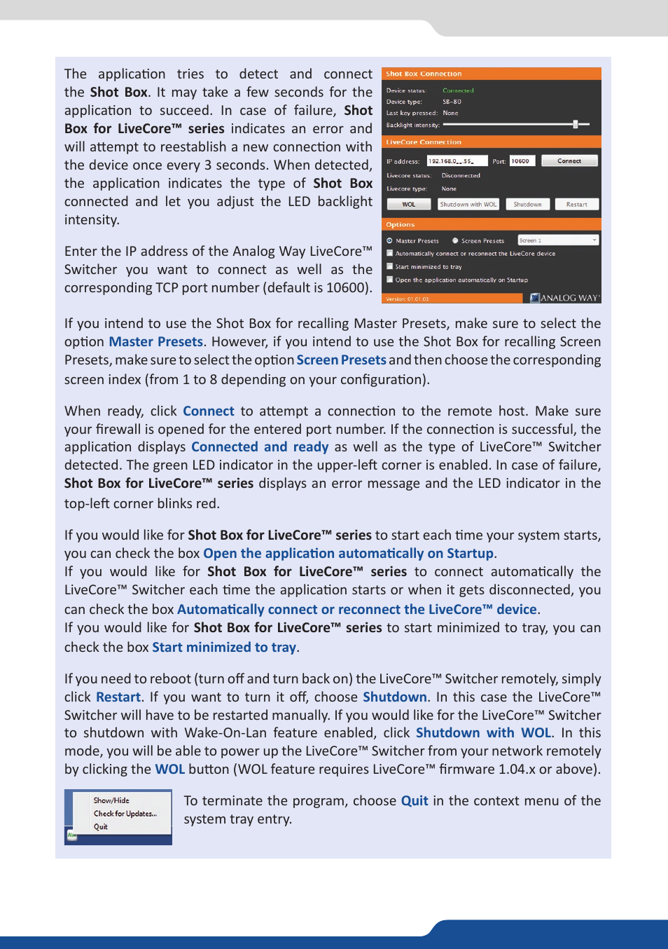 Analog Way Shot Box - LiveCore platform User Manual | Page 2 / 4