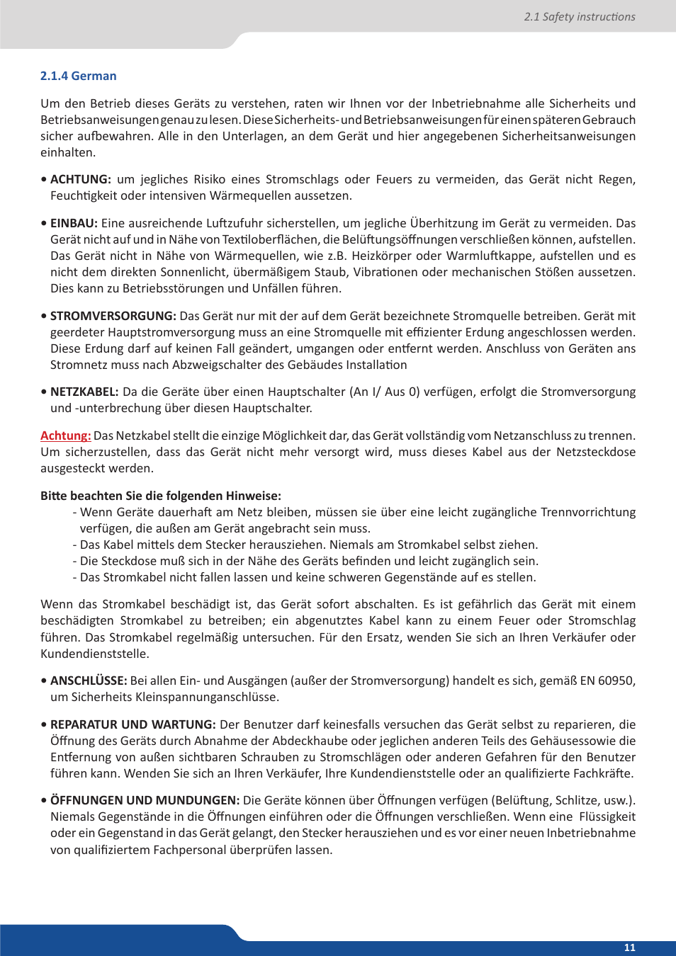 4 german | Analog Way Orchestra2 User Manual | Page 11 / 48