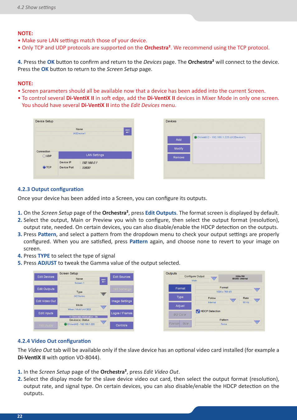 3 output configuration, 4 video out configuration | Analog Way Orchestra2 User Manual | Page 22 / 48