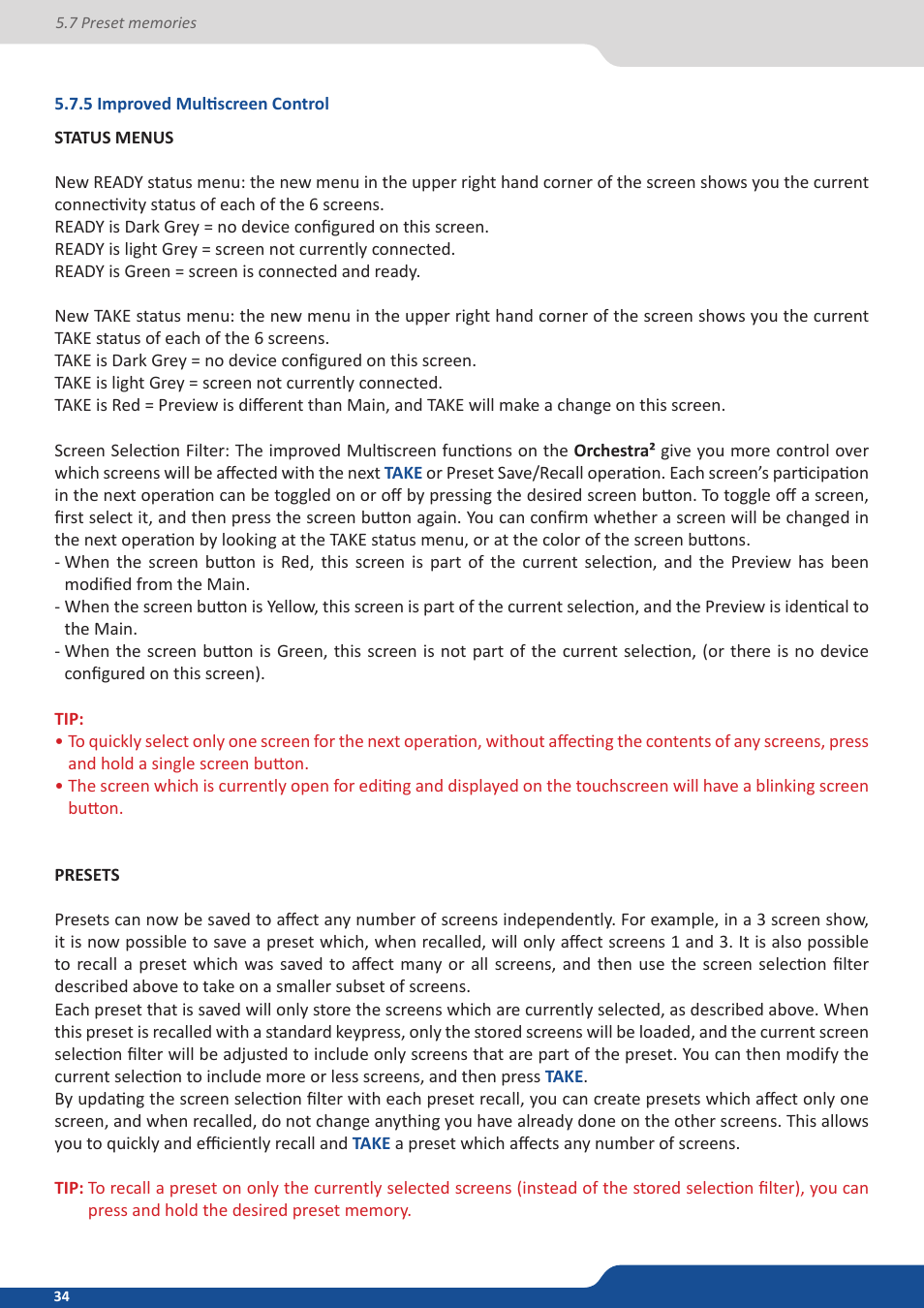5 improved multiscreen control | Analog Way Orchestra2 User Manual | Page 34 / 48