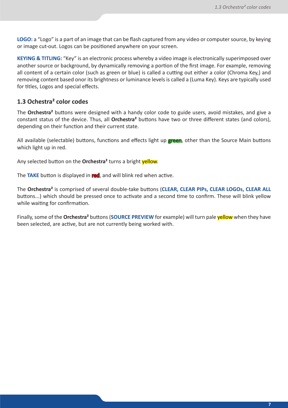 3 ochestra² color codes | Analog Way Orchestra2 User Manual | Page 7 / 48