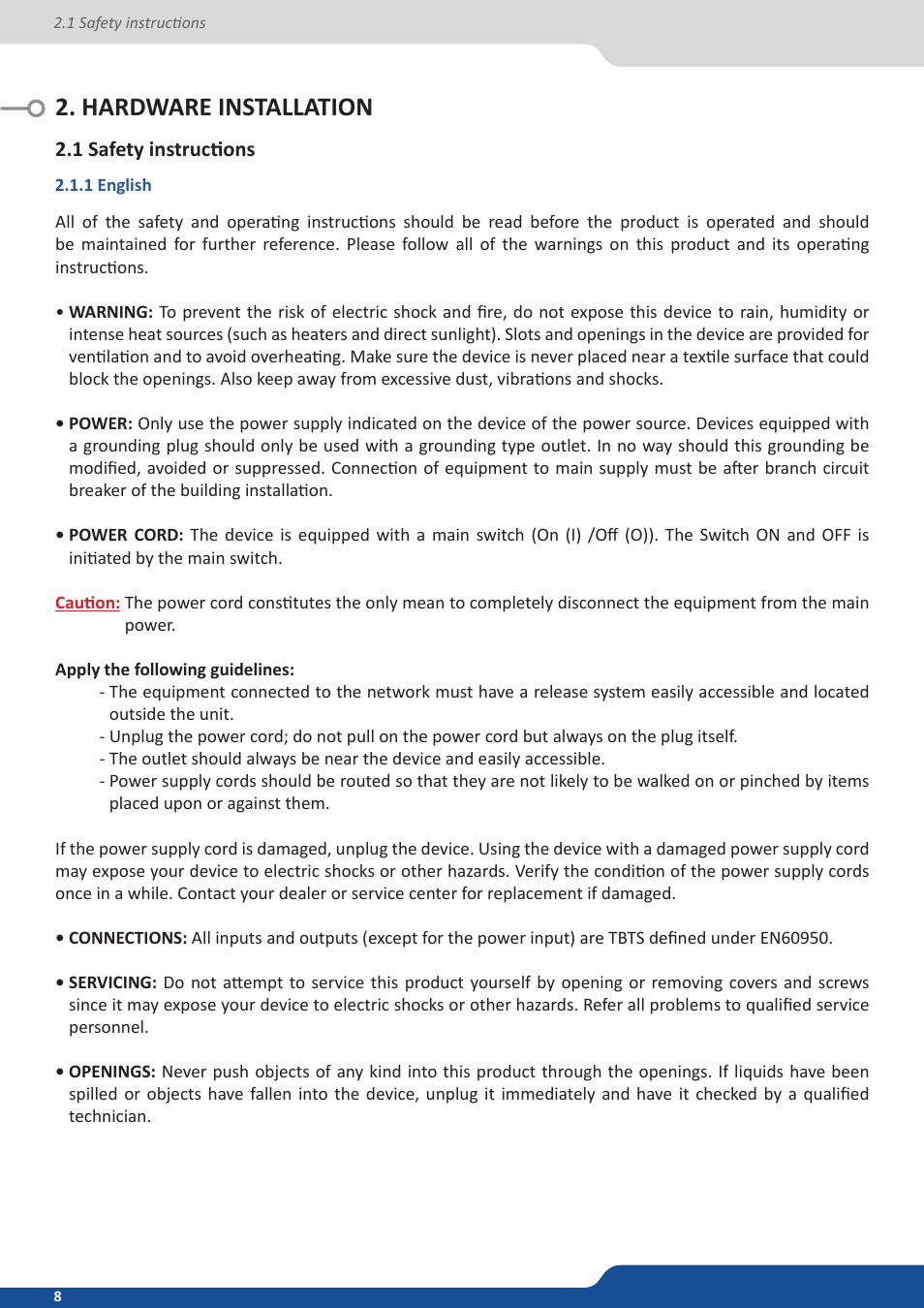 Hardware installation, 1 safety instructions, 1 english | Analog Way Orchestra2 User Manual | Page 8 / 48