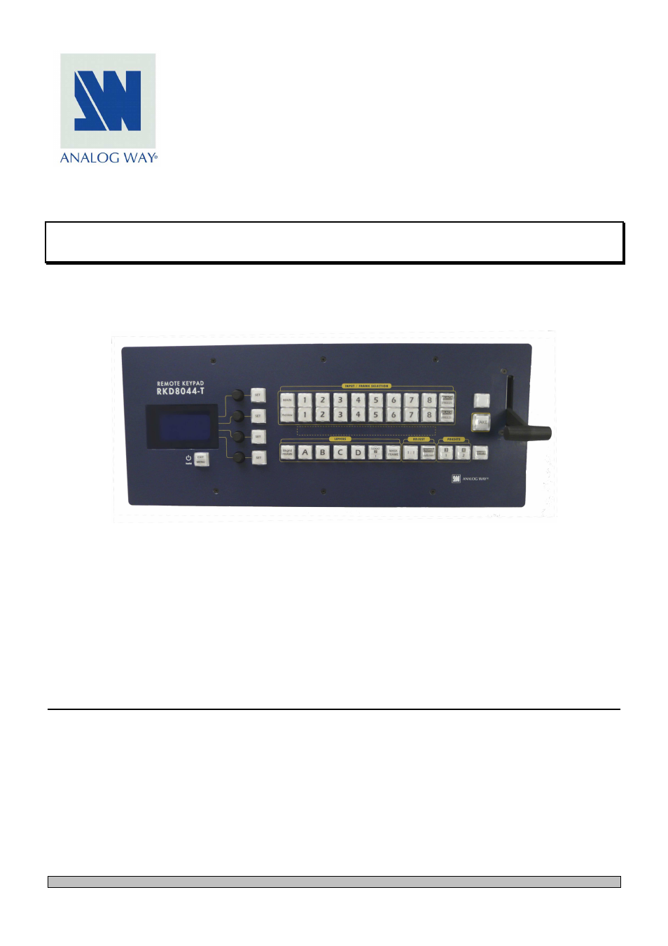 Analog Way RKD8044-T User Manual | 13 pages