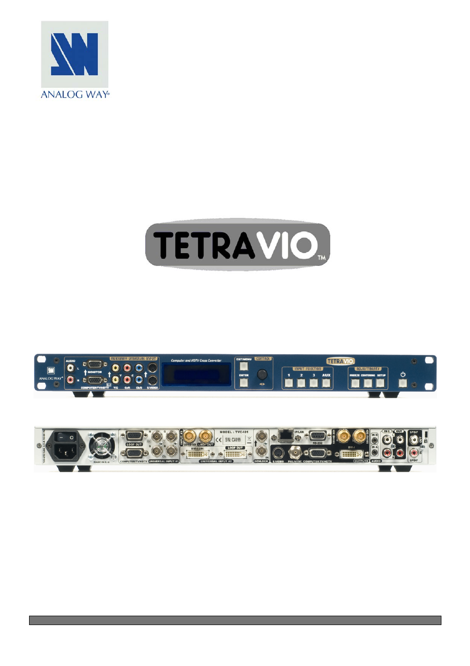 Analog Way Tetra-VIO User Manual | 41 pages