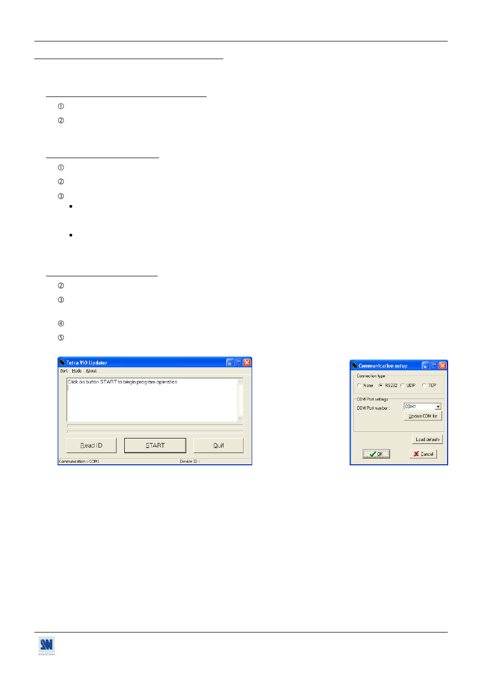 Chapter 5 : updating the device, 1. update software installation, 2. devices connections | 3. update instructions | Analog Way Tetra-VIO User Manual | Page 27 / 41