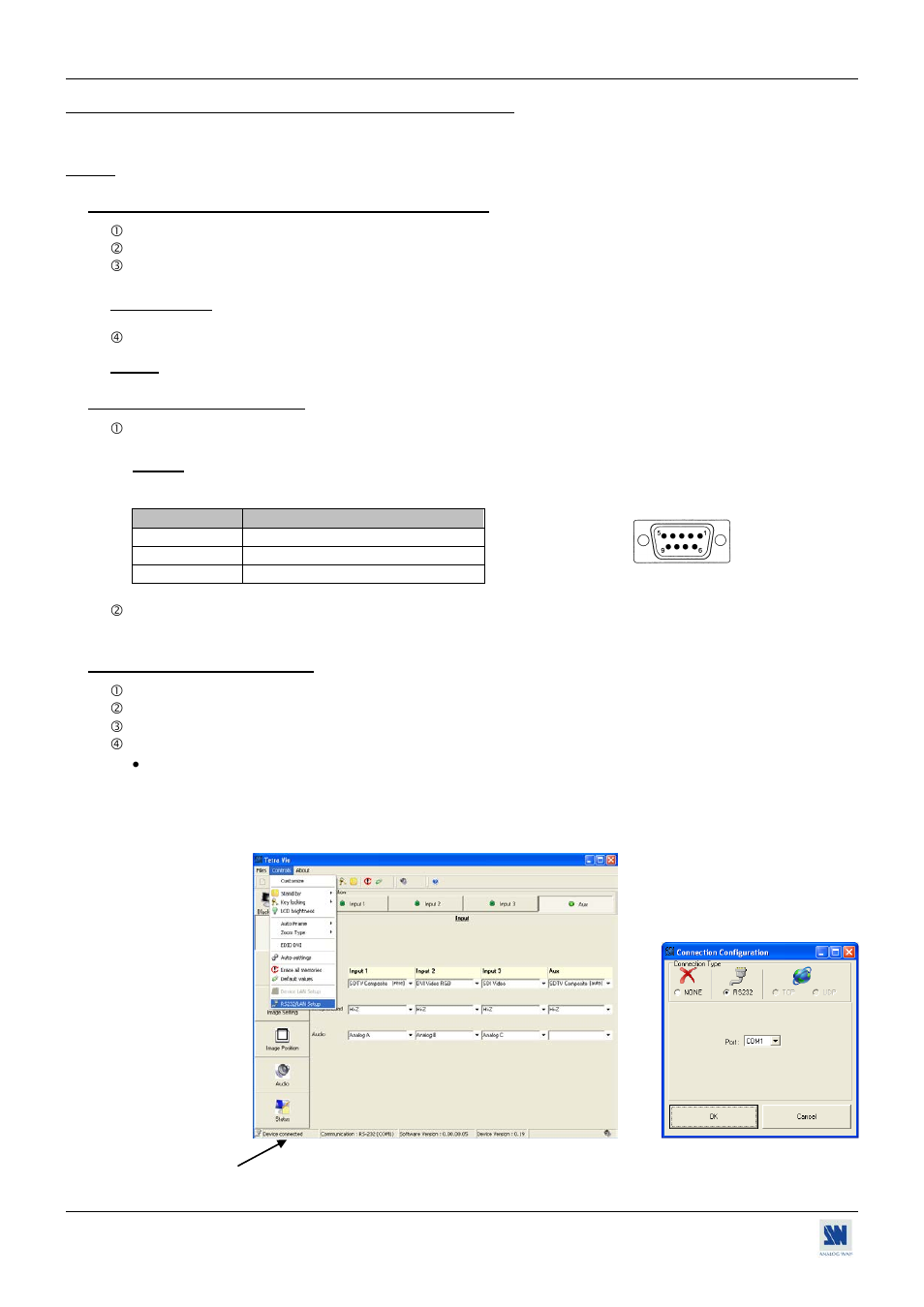 Chapter 6 : remote control software, 1. remote control software installation, 2. devices connections | 3. communication setup | Analog Way Tetra-VIO User Manual | Page 28 / 41