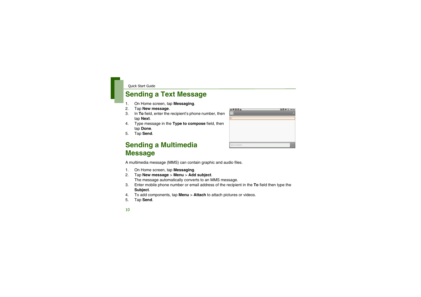 Sending a text message, Sending a multimedia message | CAMANGI FM600 User Manual | Page 13 / 28