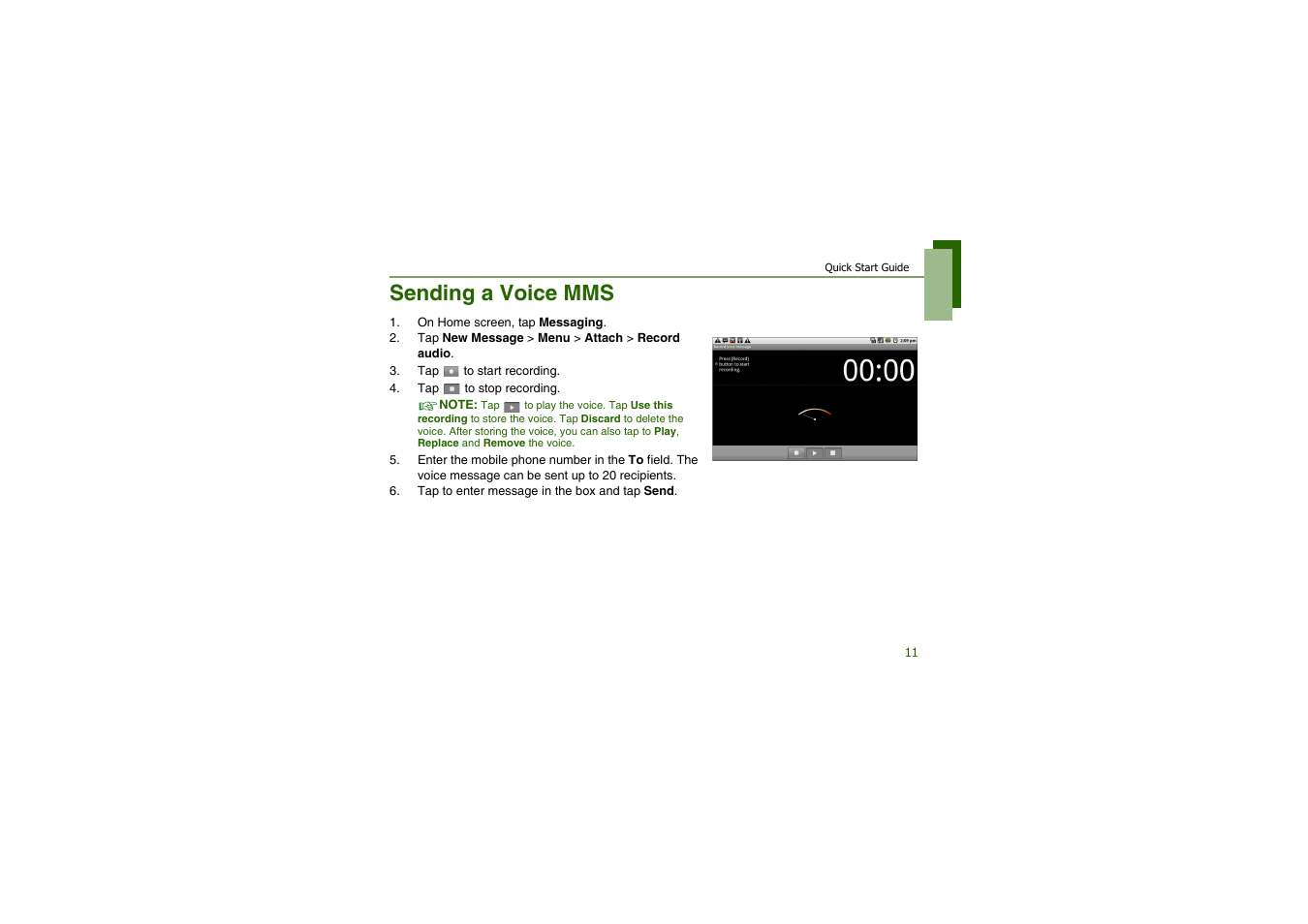Sending a voice mms | CAMANGI FM600 User Manual | Page 14 / 28