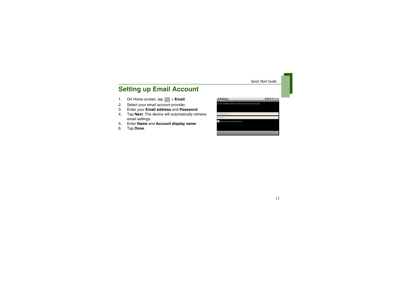 Setting up email account | CAMANGI FM600 User Manual | Page 16 / 28