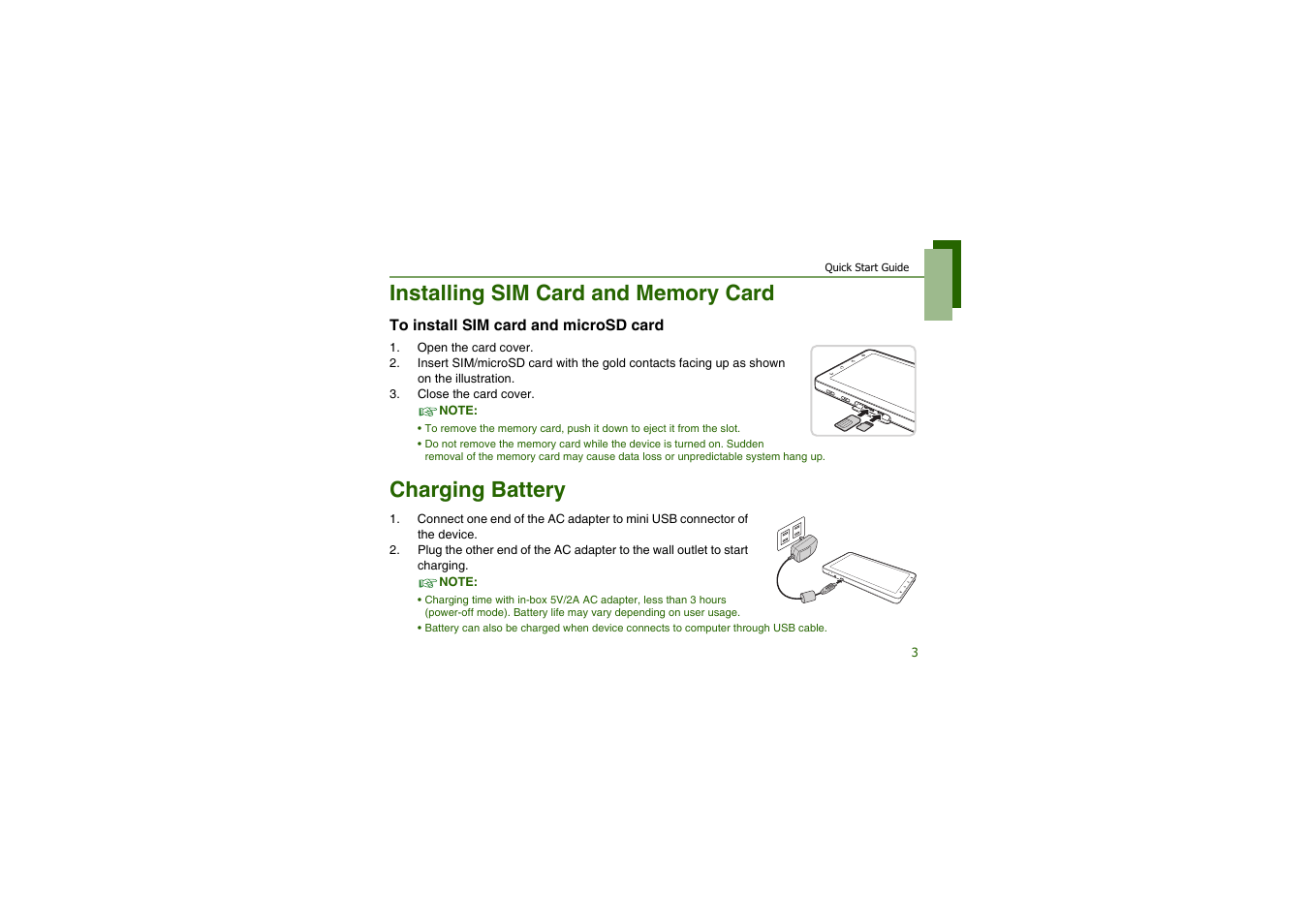 Installing sim card and memory card, To install sim card and microsd card, Charging battery | CAMANGI FM600 User Manual | Page 6 / 28