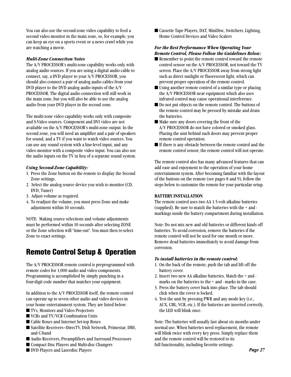 Remote control setup & operation | ATI Amplifier Technologies ATP8700 User Manual | Page 27 / 36