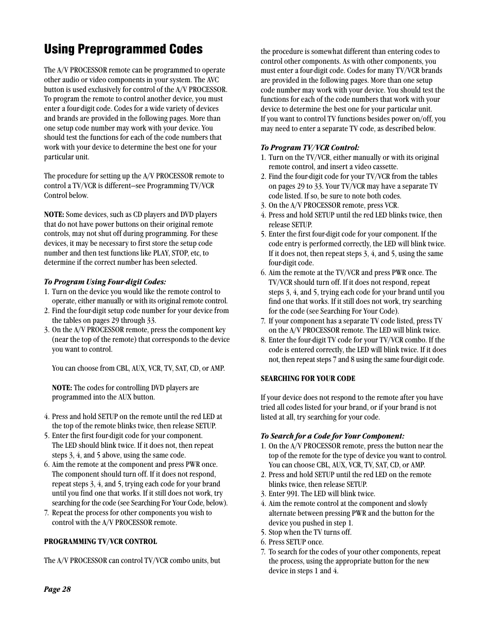 Using preprogrammed codes | ATI Amplifier Technologies ATP8700 User Manual | Page 28 / 36