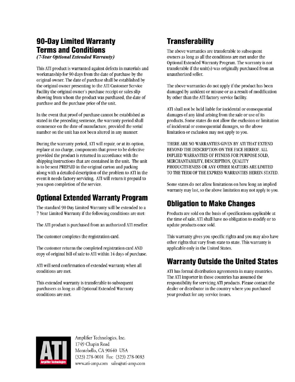 ATI Amplifier Technologies AT3002 User Manual | Page 12 / 12