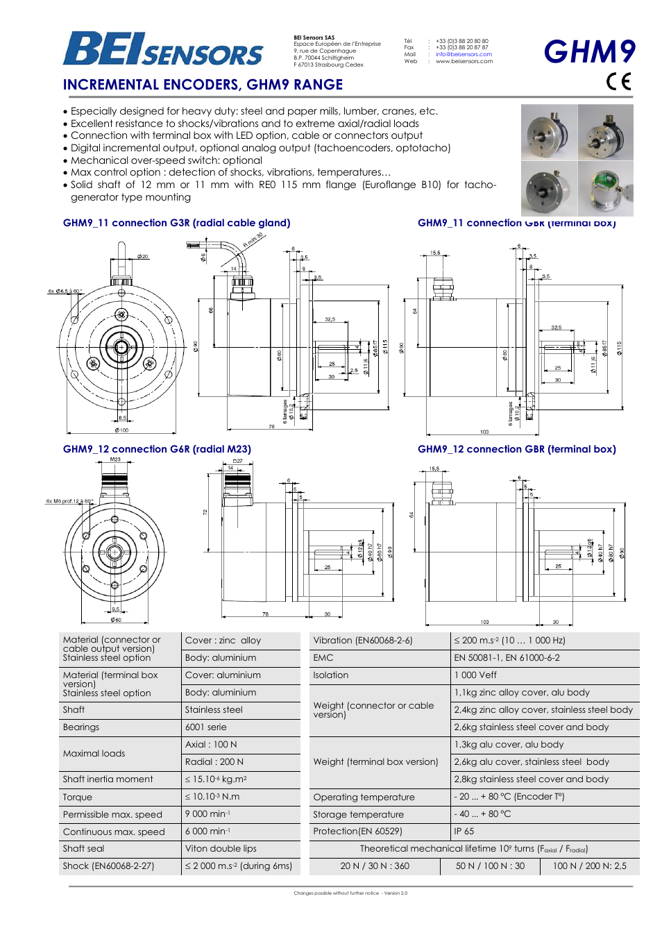BEI Sensors GXM9 Incremental Shaft Encoder User Manual | 2 pages