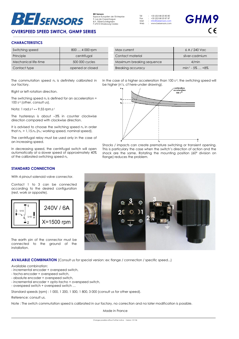 Ghm9, Overspeed speed switch, ghm9 series | BEI Sensors GHM9 Incremental Shaft Encoder User Manual | Page 2 / 2