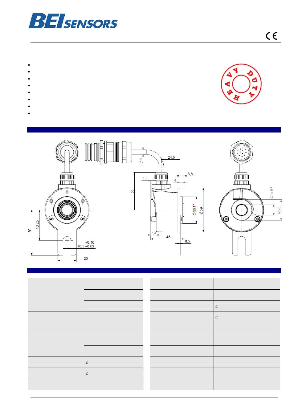 BEI Sensors DHO5 Incremental Hollow Shaft Encoder User Manual | 2 pages