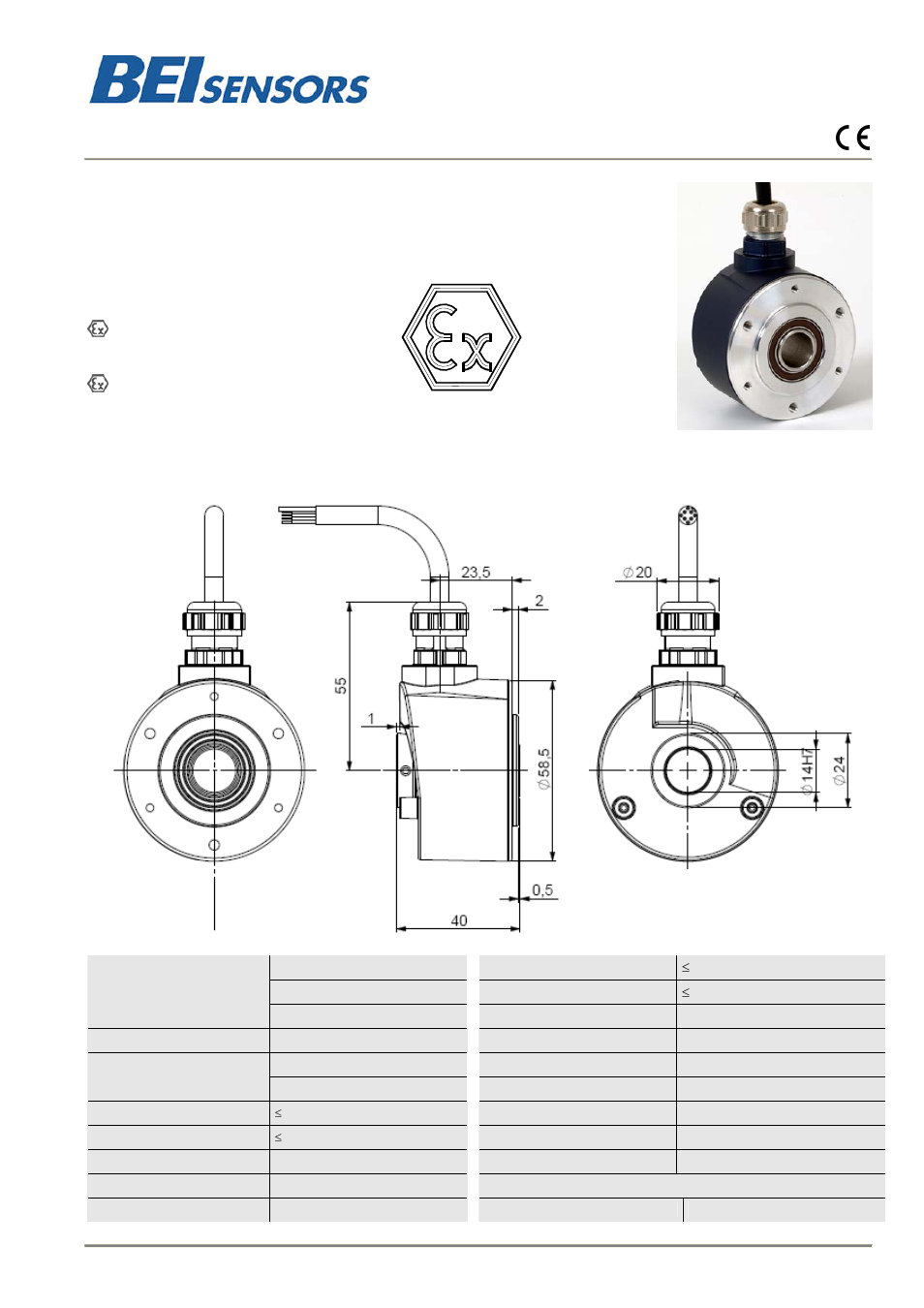 BEI Sensors IBO5 Incremental Intrinsically Safe Encoder User Manual | 2 pages