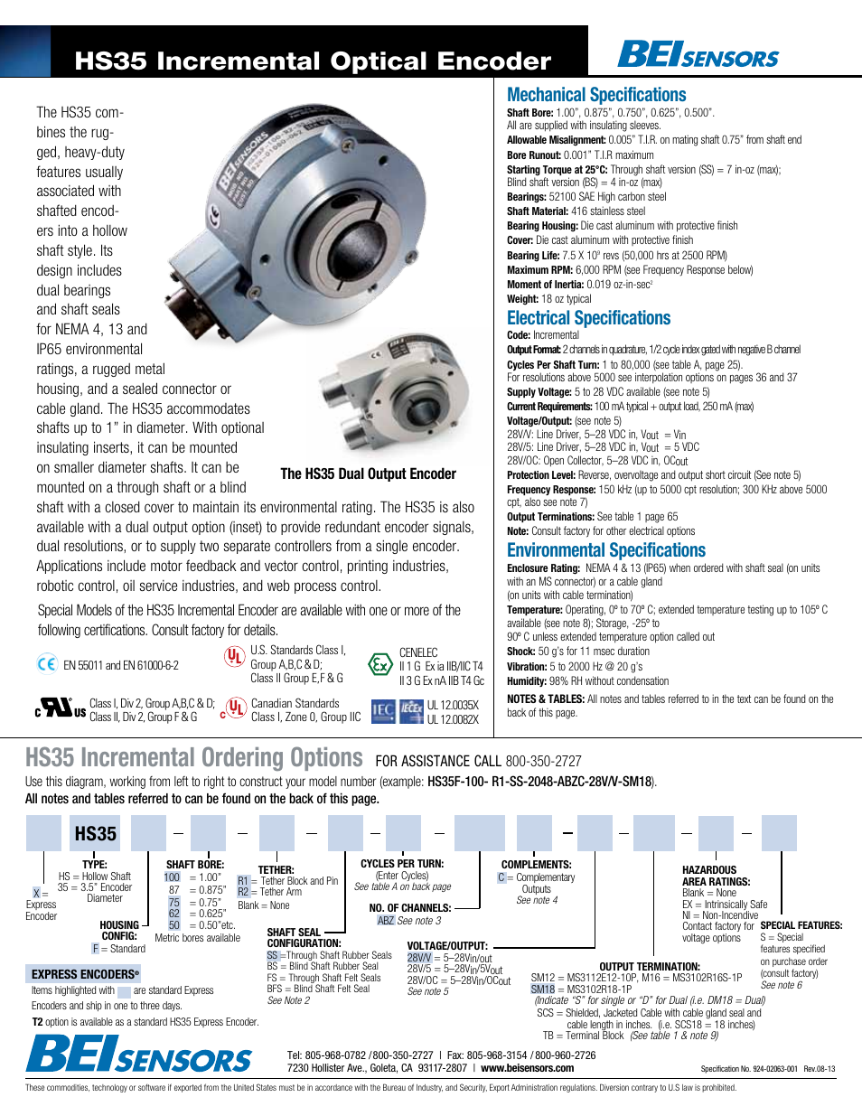 BEI Sensors HS35 Express Encoder User Manual | 2 pages