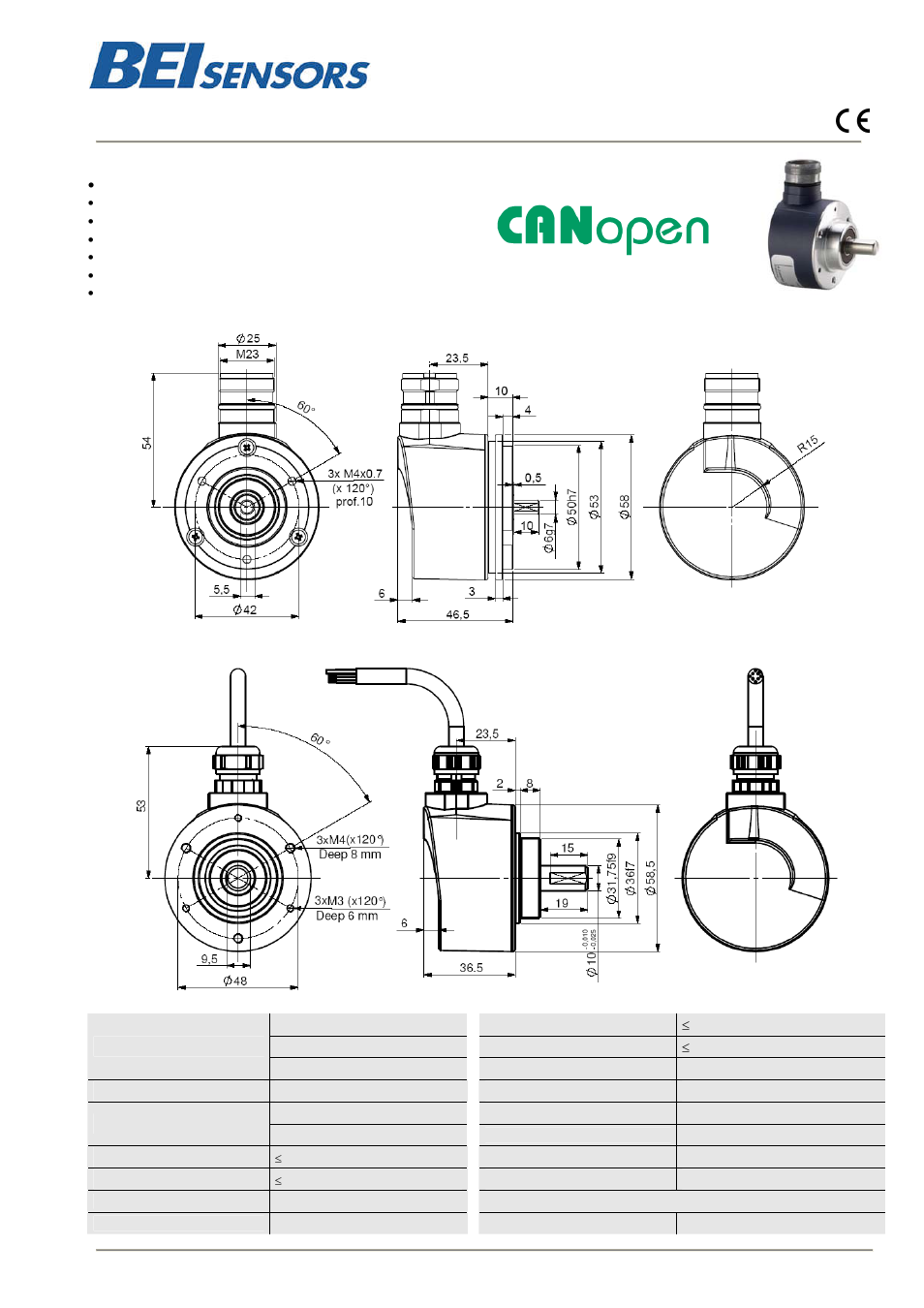 BEI Sensors CHM5 Absolute Shaft Encoder User Manual | 2 pages