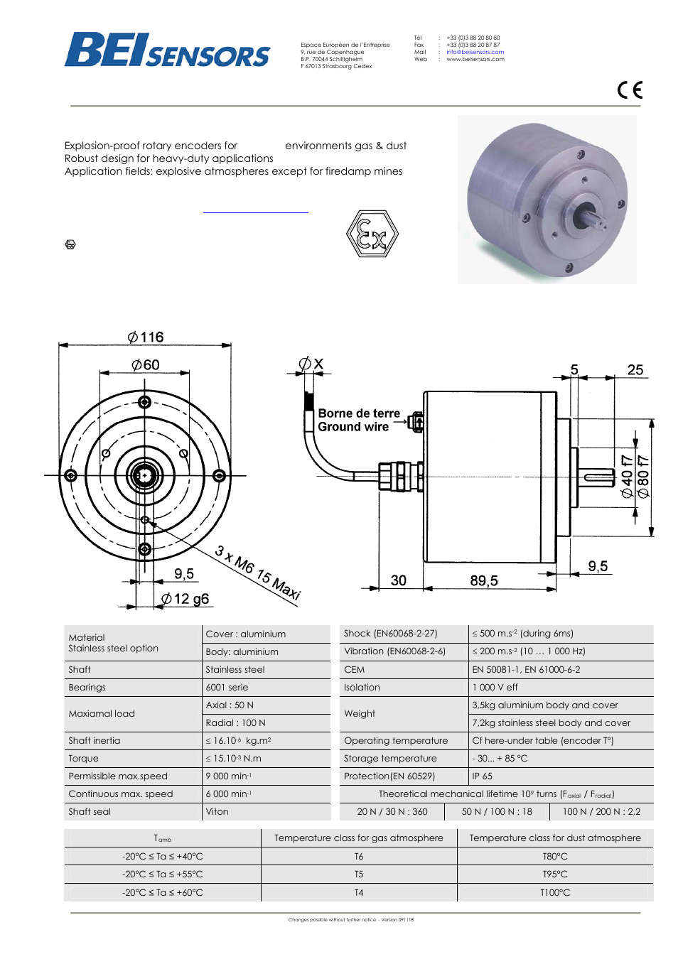 BEI Sensors CEMX Absolute Flame Proof Encoder User Manual | 3 pages