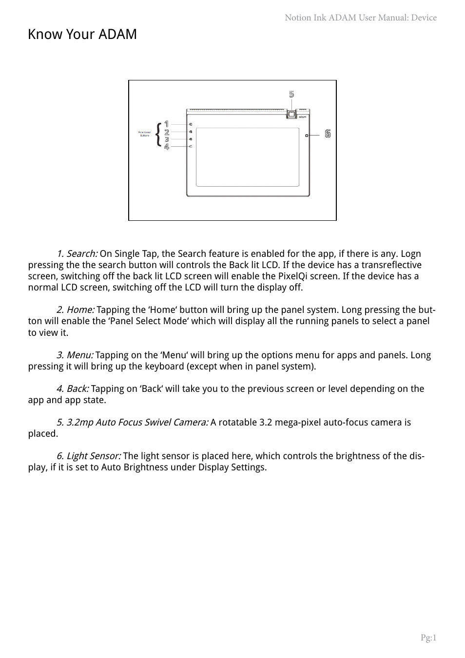 Know your adam | NOTION Inc Inc Adam User Manual | Page 3 / 43