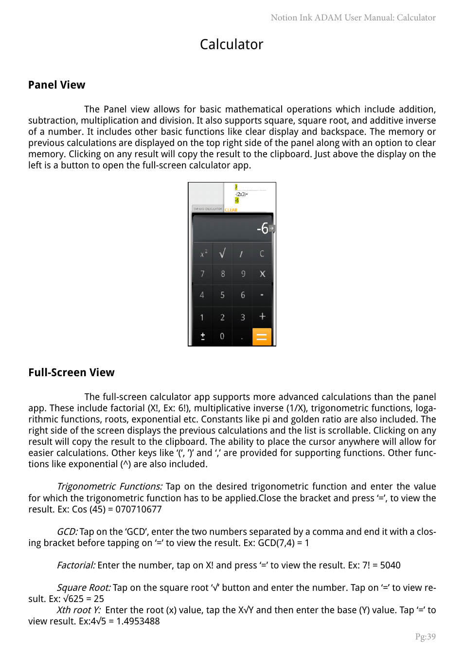 Calculator | NOTION Inc Inc Adam User Manual | Page 41 / 43