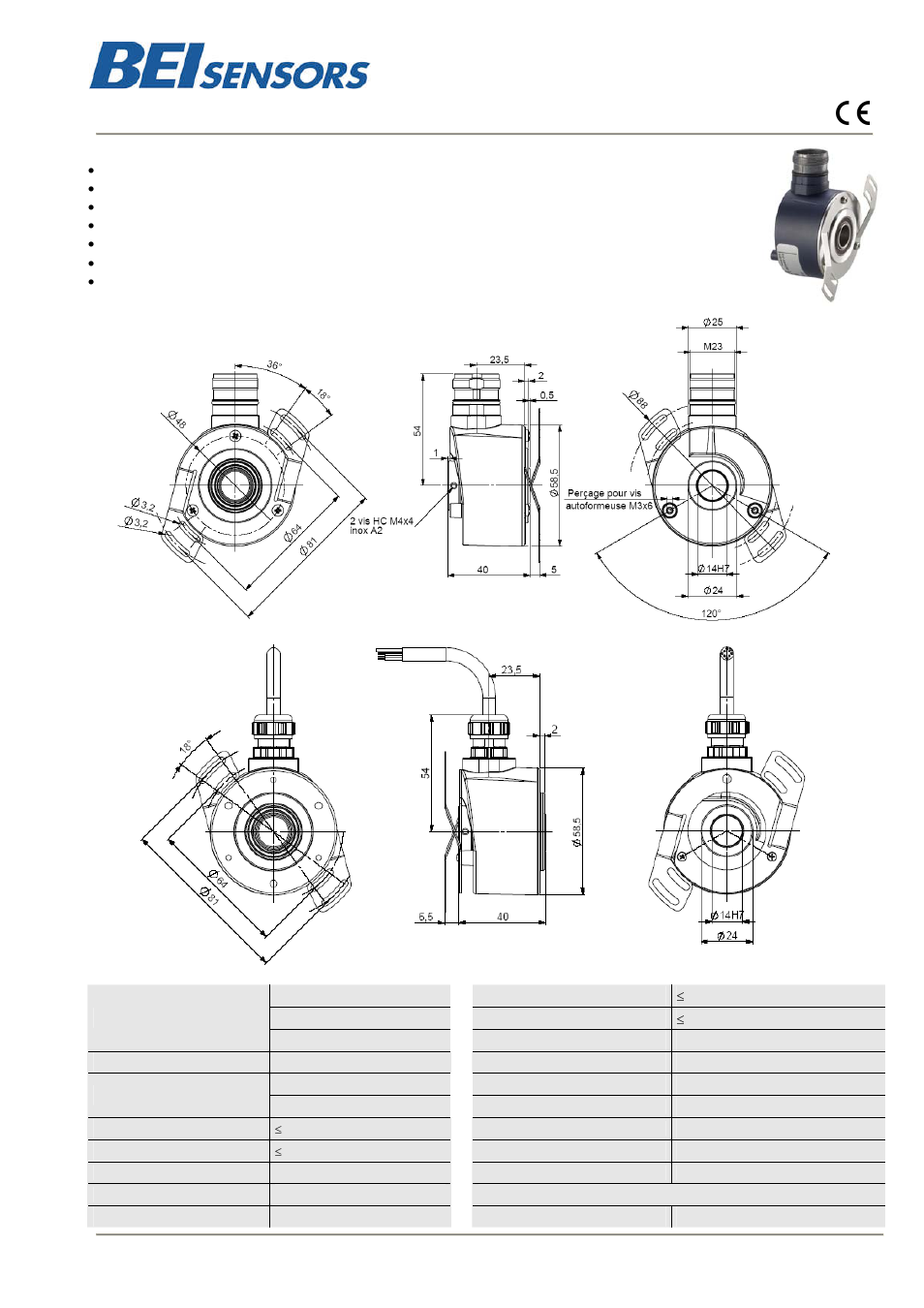BEI Sensors CHO5 Absolute Hollow Shaft Encoder User Manual | 2 pages