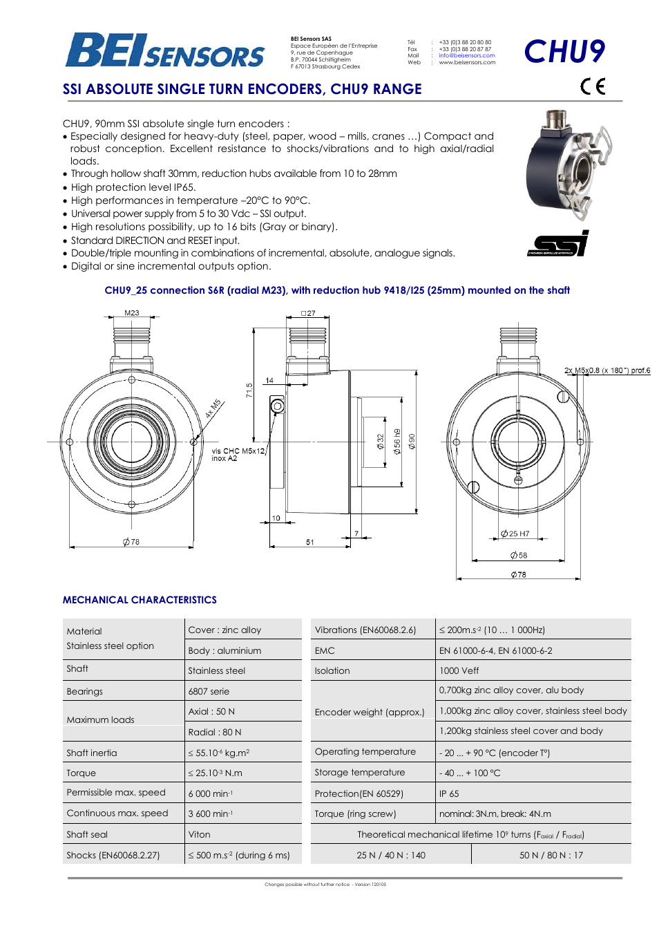 BEI Sensors CHU9 Absolute Hollow Shaft Encoder User Manual | 2 pages