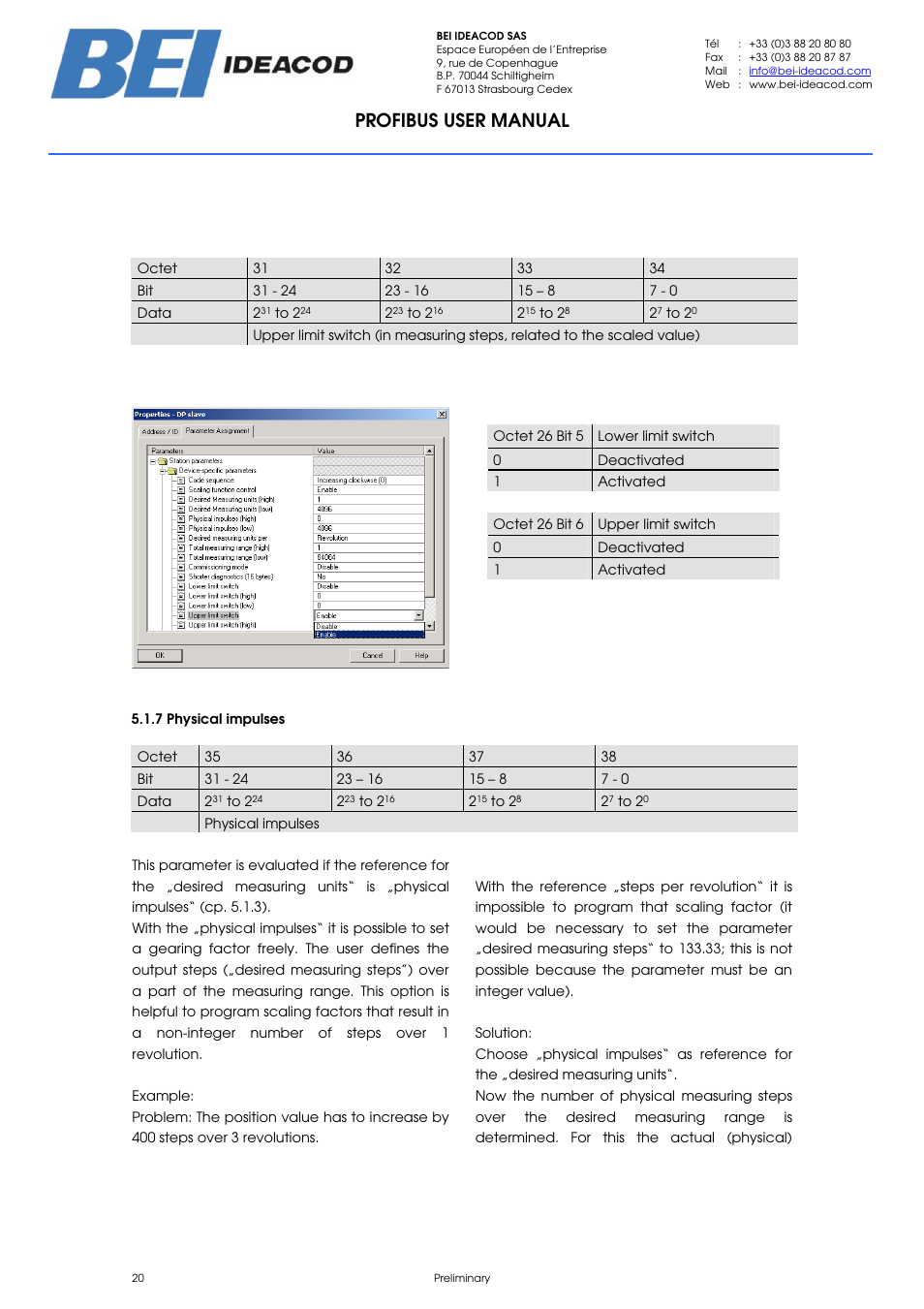 Profibus user manual | BEI Sensors PHU9 Absolute Hollow Shaft Encoder User Manual | Page 20 / 39
