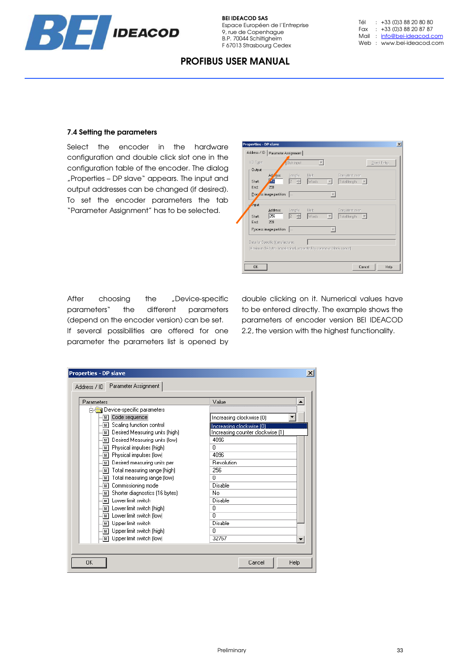 Profibus user manual | BEI Sensors PHU9 Absolute Hollow Shaft Encoder User Manual | Page 33 / 39