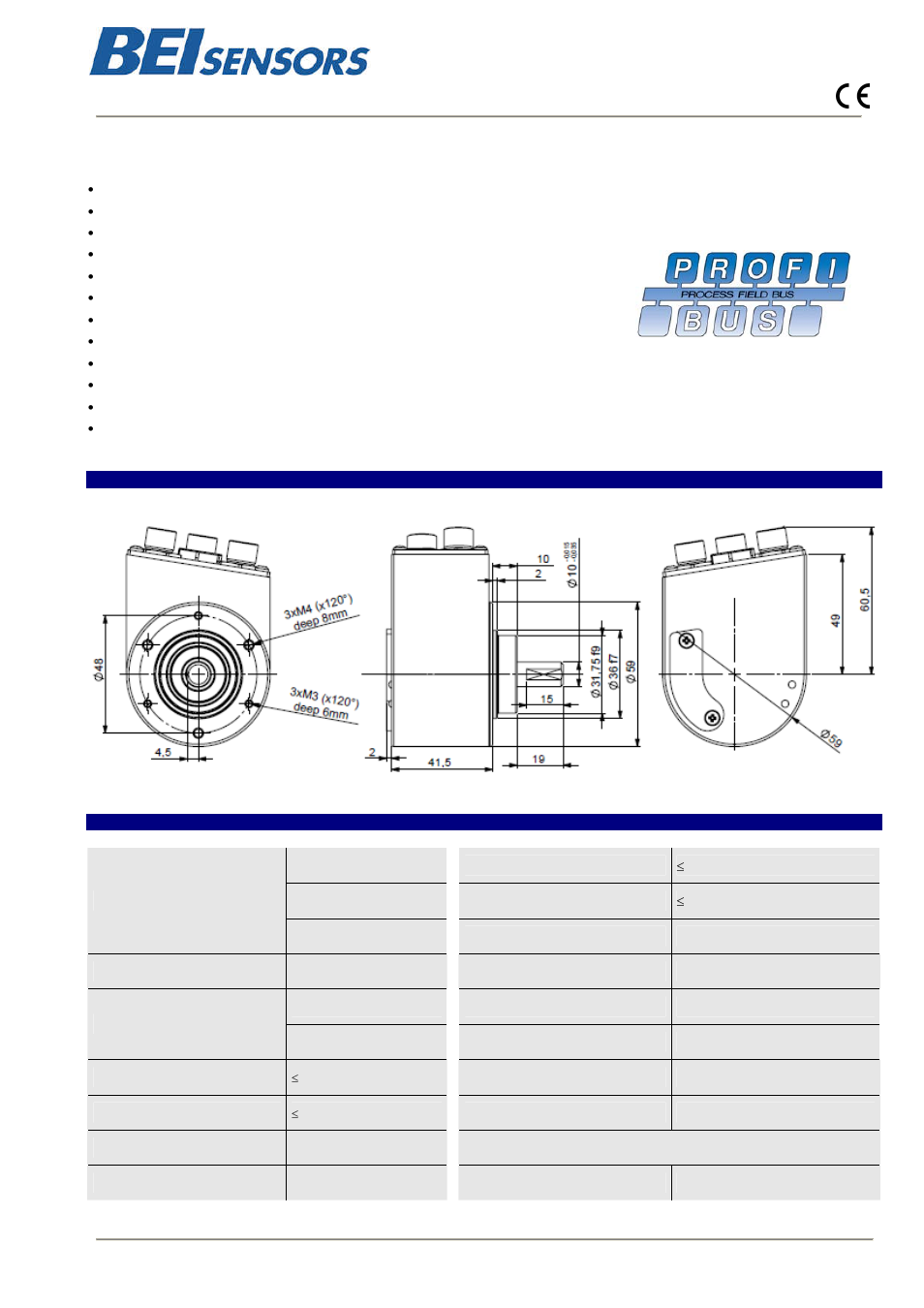 BEI Sensors PHM5 Absolute Hollow Shaft Encoder User Manual | 2 pages
