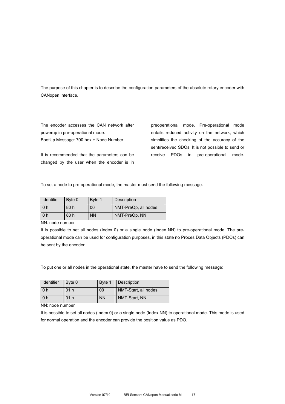 Configuration, 1 operating modes, 1 general | 2 mode: preoperational, 3 mode: start - operational | BEI Sensors MHK5 Absolute Hollow Shaft Encoder User Manual | Page 17 / 77